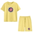 thumbnail image 6 of 4th of July Unisex Yellow 2 Piece Shorts Set for Kids Boys Girls Patriotic USA Flag Print Summer Outfit Size 100-160,Size 4 T, 6 of 9