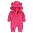 thumbnail image 2 of Jkety Winter Baby Clothes Infant and toddler Baby Boys Toggle Winder Snowsuit Hooded Puffer Jacket with Gloves Hooded Footie Jumpsuit Hot Pink,3-6 Months, 2 of 7