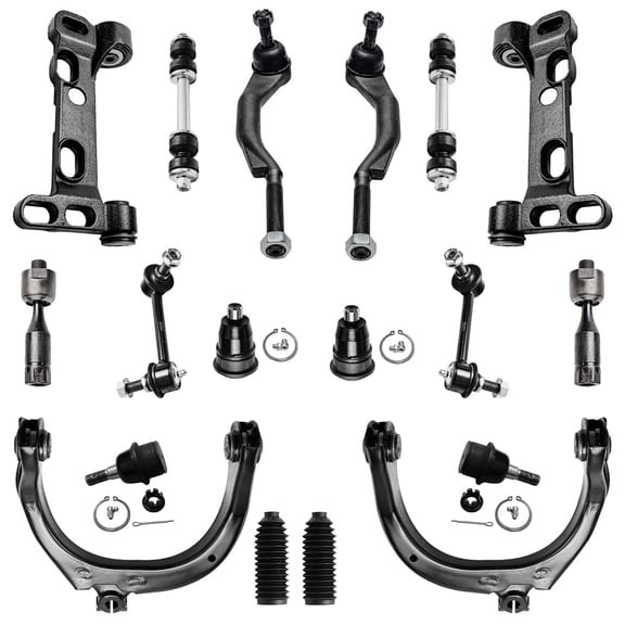 Detroit Axle - 18pc Front End Kit for 2008 2009 Chevy Trailblazer GMC Envoy 2 Upper Control Arms 2 Lower Control Arm Brackets 4 Ball Joints 4 Sway Bar Links 4 Tie Rods 2 Boots