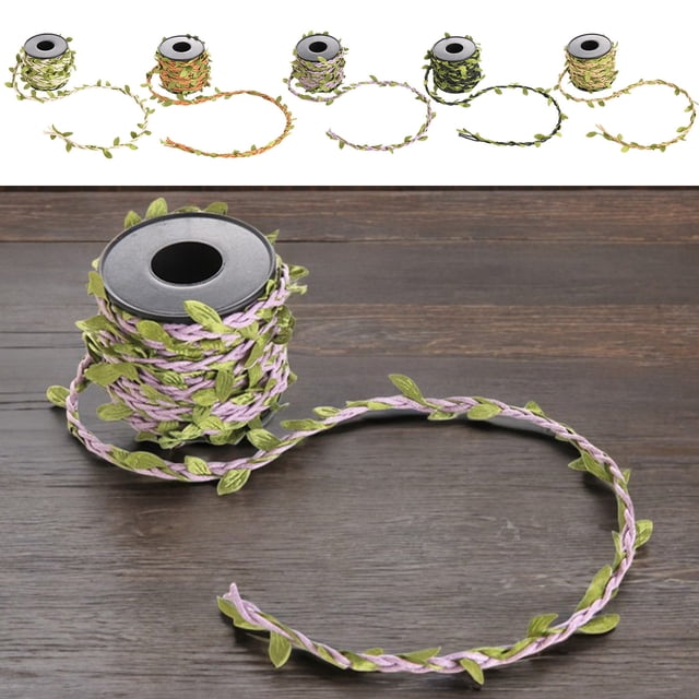 Dianli Savings Faux Jute Twine Decoration DIY Rattan Photo Wall Kit, Simulation Green Leaves & Colorful Rings, Home or Classroom Wall Art Decoration Set Limited-Time Clearance Savings