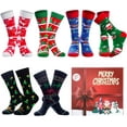 thumbnail image 2 of Mens Funny Socks Christmas Socks for Men Women Colorful Fun Novelty Crew Patterned Socks 6 Pairs US 7-13, 2 of 7