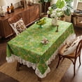 thumbnail image 6 of Floral Print Round Tablecloth with Lace Trim, French Vintage Style Table Cover, Polyester Fabric, 6 of 7