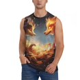 thumbnail image 3 of Uemuo Red And Gray Flame Fox Pattern Men's Sleeveless T-Shirt,Muscle Athletic Tank Top, Moisture-wicking Quick-dry Breathable Classic Tee Top for Gym Run Outdoor Sports-, 3 of 8