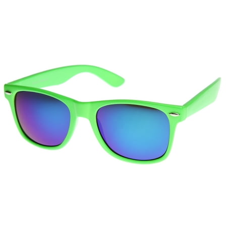 zeroUV - Retro Bright Horn Rimmed Sunglasses with Colorful Mirrored Lenses - UV400 -