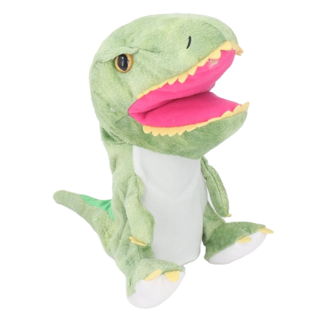 Plush Dinosaur Hand Toy, Soft Dinosaur Hand Toy Teaching Colorful Multi Function Collectible For Preschool Green,Brown,Blue