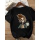 thumbnail image 2 of Women'S Casual Round Neck T-Shirt with Anime Print And Applique Details for Summer, 2 of 5