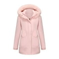 thumbnail image 1 of Women's Solid Mid Length Jacket With Large Collar And Warm Winter Coat,Size:XL, 1 of 8