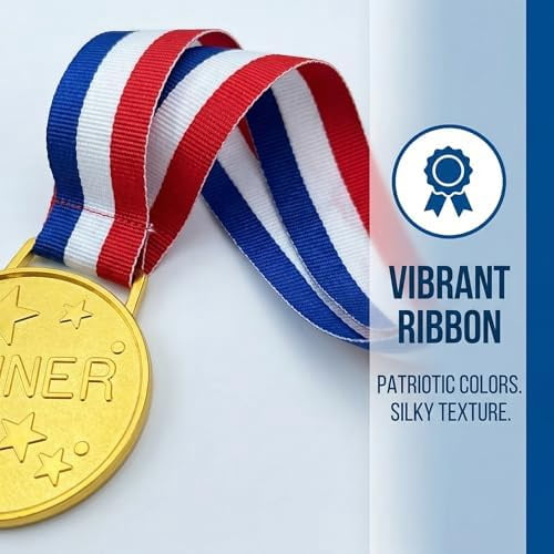Gold Medals, 12 Pack Metal Award Medals for Kids and Students, Classroom Rewards for Teachers, School Competitions, Sports Events, and Family Party Games