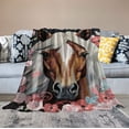 thumbnail image 2 of JEUXUS  Just A Girl Who Loves Horses Blanket Soft Cozy Throw Fuzzy Blankets for Gift Picnic Summer for Women Men Kids for Couch House Travel Full Siz, 2 of 6