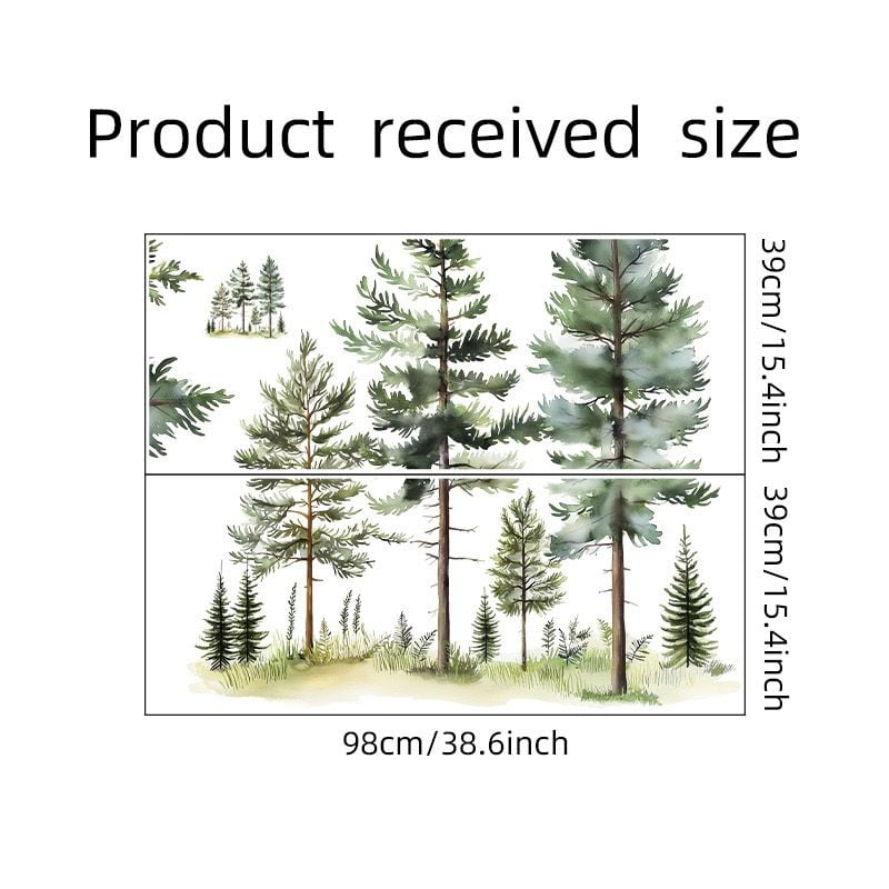 Watercolor Tree Wall Stickers Small Pine Tree Wall Decals Green Tree Wall Window Stickers Removable Forest Tree Wall Decals Peel and Stick Small Tree Wall Decals for Bedroom Living Room
