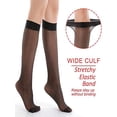 thumbnail image 3 of Luxtrada Womens Silk Reflections Sheer Toe Knee High Sheer Toe Pantyhose 4 Pair "Black", 3 of 5