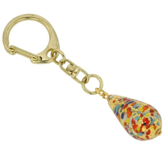 GlassOfVenice Murano Glass Drop Keychain - Arlecchino Gold