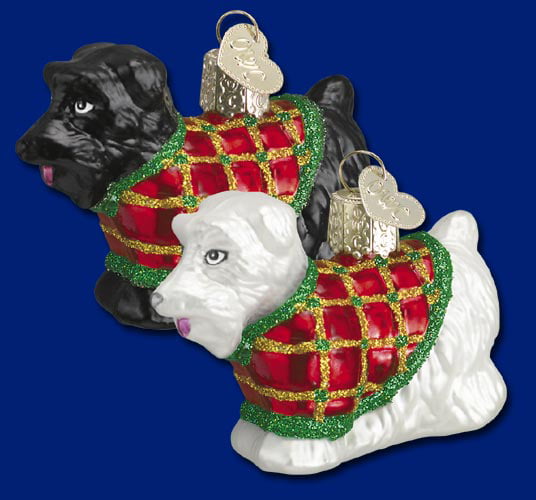 Old World Christmas Dog Collection Glass Blown Ornaments for Christmas Tree Scottish Terrier