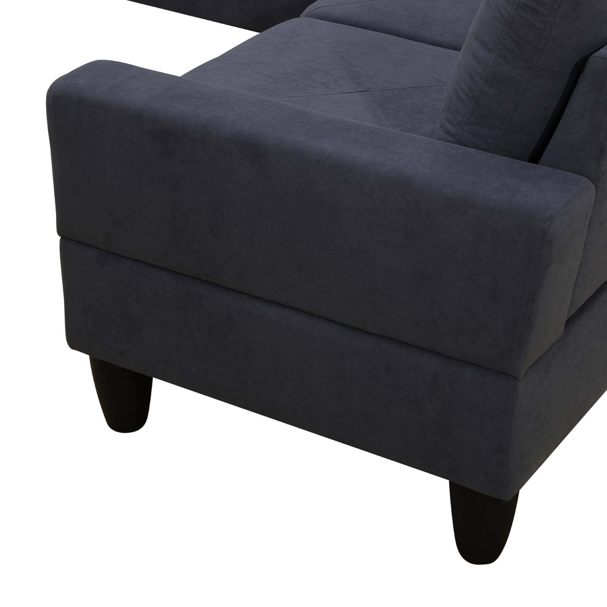 L Shaped Sofa Couch U Shaped Sectional Corner Sofa 6-Seater Furniture Modular Couches for Living room, Dark Grey
