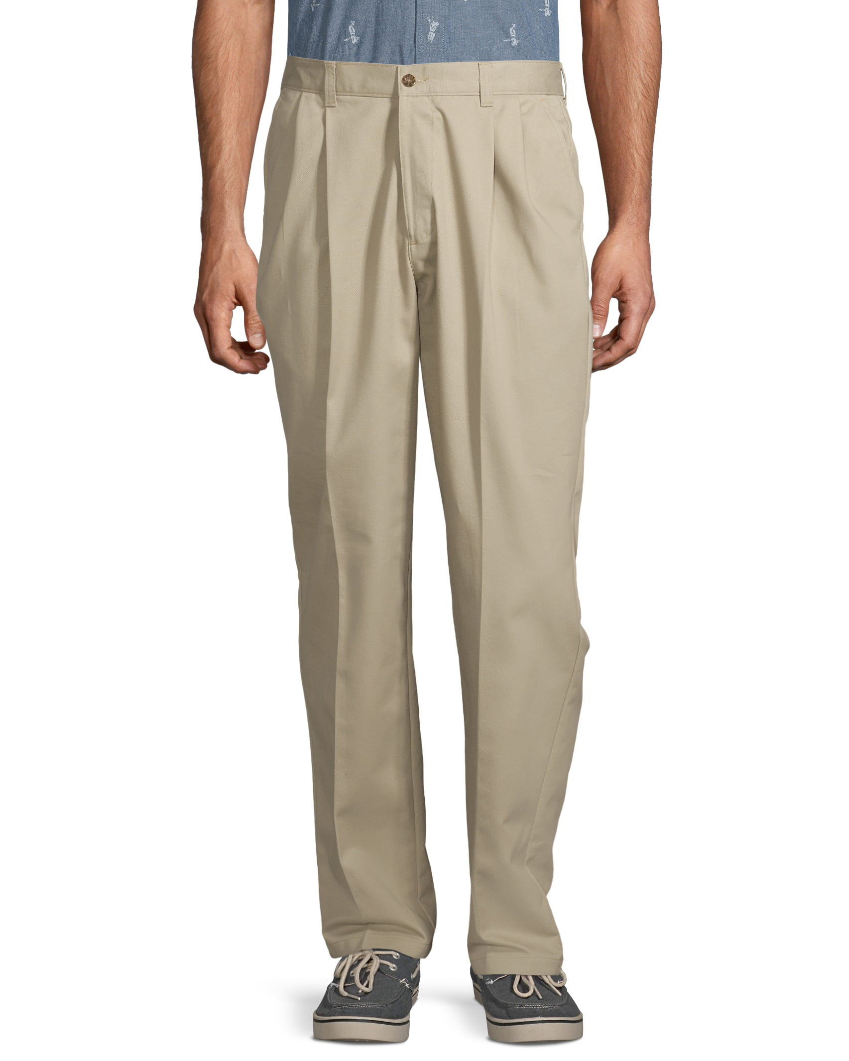 GEORGE - George Big Men's Pleated 100% Cotton Twill Pant with ...