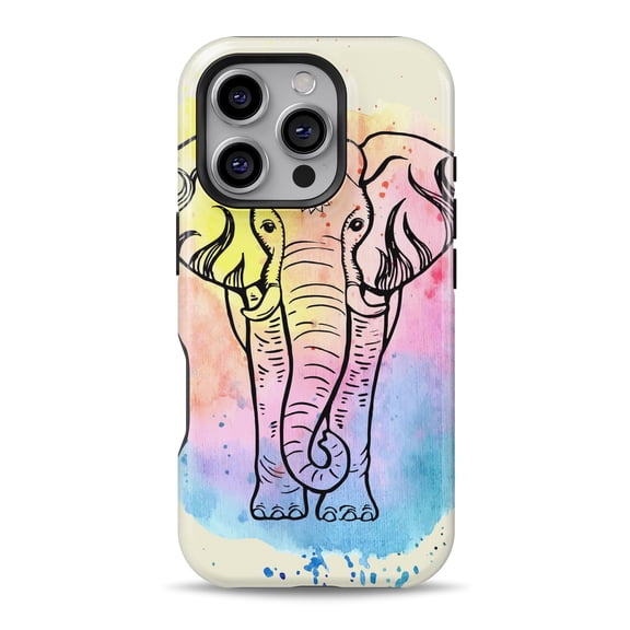 DesignSkinz Scratch-Resistant Hard Slim Case Compatible with iPhone 16 (Compatible with MagSafe) - Sacred Elephant Watercolor