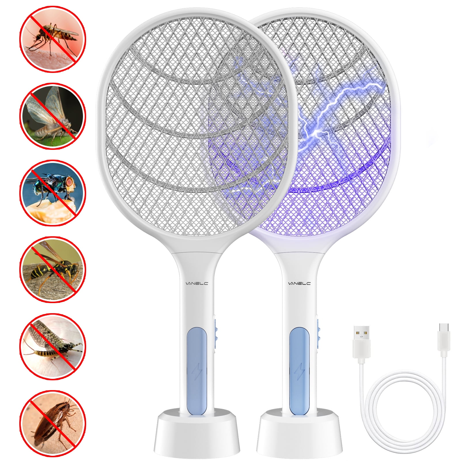 Mosquito Bug Zapper Twin Pack-Electric Rechargeable Mosquito,Bug Swatter Racket 