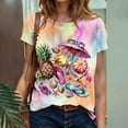 thumbnail image 2 of Women's Tops Under $10 Free Shipping Casual Pullover Printed Short Sleeved Round Neck Top, 2 of 9