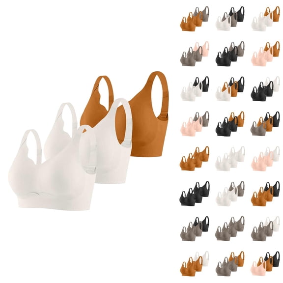 3 Pack Sports Bras for Women Comfortable Adjustable Strap Seamless High Impact Workout Gym Bra