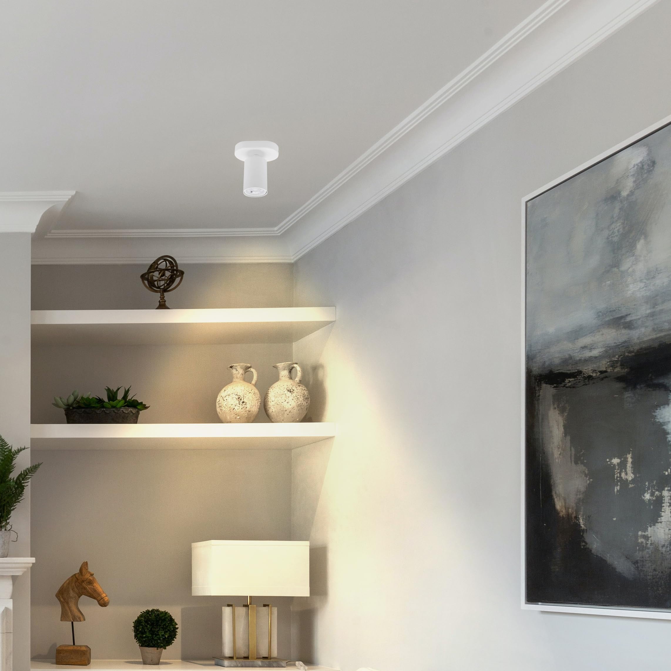 Kiven 1-Light Dimmable Flush Mount LED Ceiling Spotlight,White Directional Spot Lights Indoor, Hardwired Adjustable Accent Light with GU10 Socket for Plants, Painting, 2700-6500K,XDD901