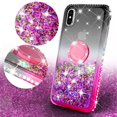 thumbnail image 2 of iPhone Xs Max 2018 Case, Glitter Liquid Floating Quicksand Phone Case Girls Women Kickstand,Bling Diamond Bumper Ring Stand Protective iPhone Xs Max, Hot Pink, 2 of 4