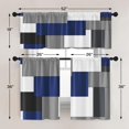 thumbnail image 4 of Navy Blue Geometric Kitchen Curtains Checkered Window Curtains and Valances Set 36 Inch, Black Grey White Short Tier Curtain for Kitchen, Modern Abstract Small Kitchen Decor, 4 of 5
