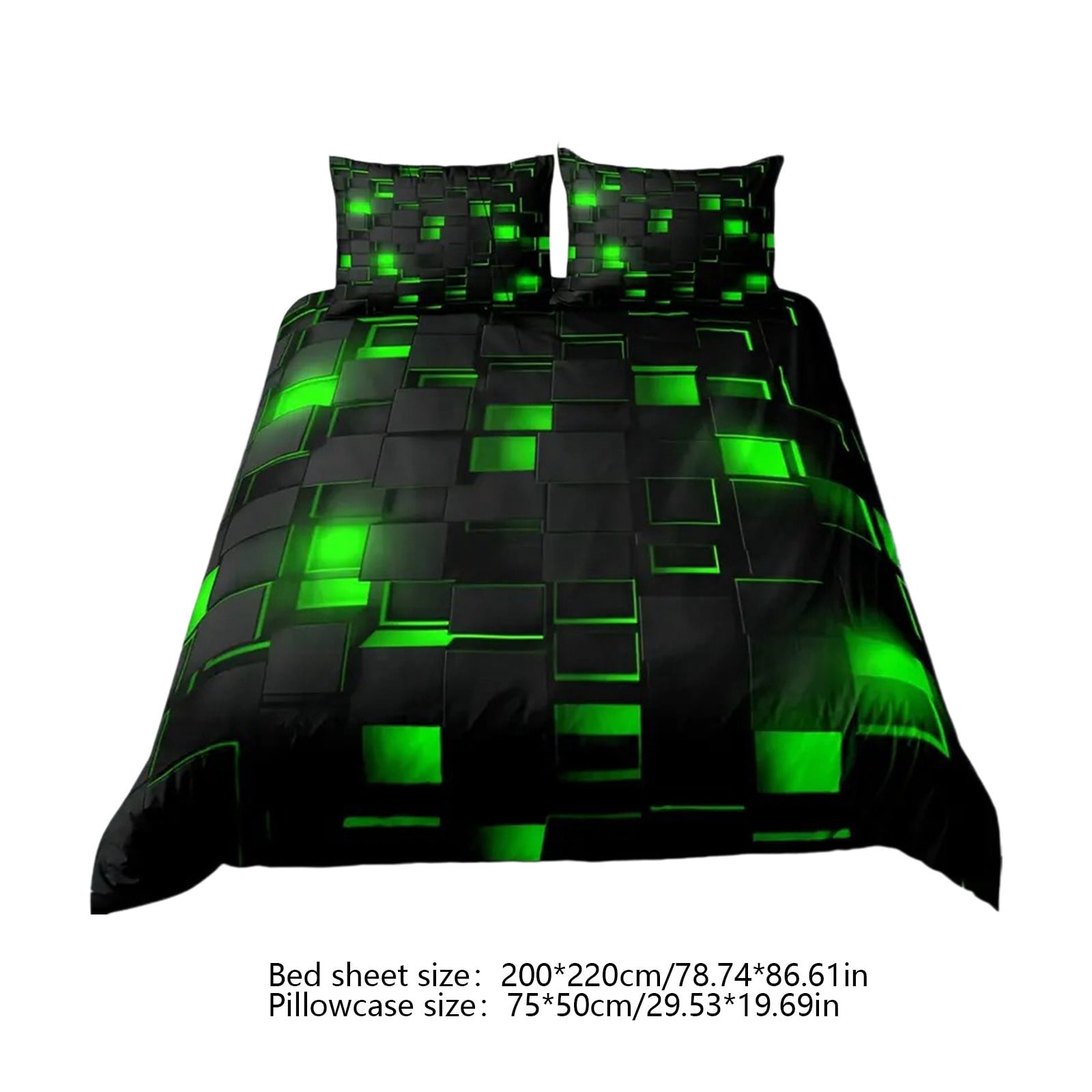 Taotanxi Blue and Black 3-Piece Full Size Light Geometric Comforter Set for Kids Boys Girls Geometry Decor Comforter Modern Style Duvet Set,x1 Quilt Cover, x2 Pillowcases