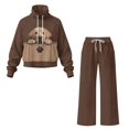thumbnail image 7 of Renewold Sweatsuits Women 2 Piece Outfit Oversized Matching Tracksuit Sets Long Sleeve Top and High Waisted Wide Leg Sweatpants with Pockets Warm Fall Winter Outfits, Labrador Paw Print Brown, XS, 7 of 7