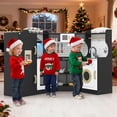 thumbnail image 2 of Costway Corner Play Kitchen Toddler Kitchen Playset with Range Hood, Ice Maker, Microwave Black, 2 of 9