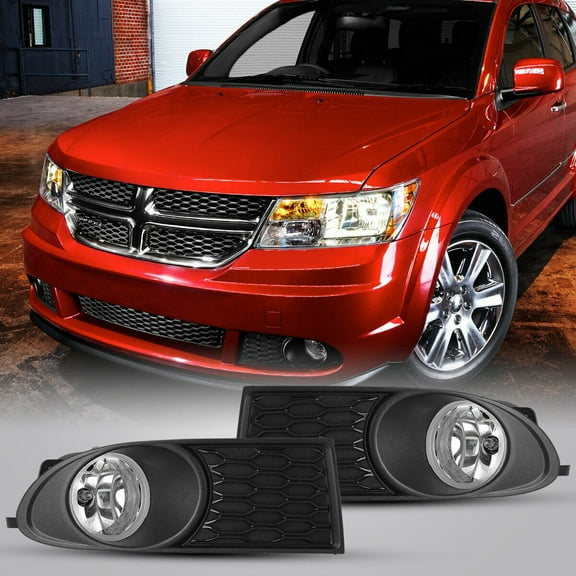 For 2010-2020 Dodge Journey Fog Lights Front Lamps Clear Pair w/Wiring Kit Switch