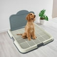 thumbnail image 3 of Dog Pee Pad Holder with High Wall, Large Puppy Potty Training Tray with Mesh Grid & Splash Guard, 23.6” x 23.6” Indoor Dog Litter Box, Includes 4 Disposable Pee Pads, 3 of 7