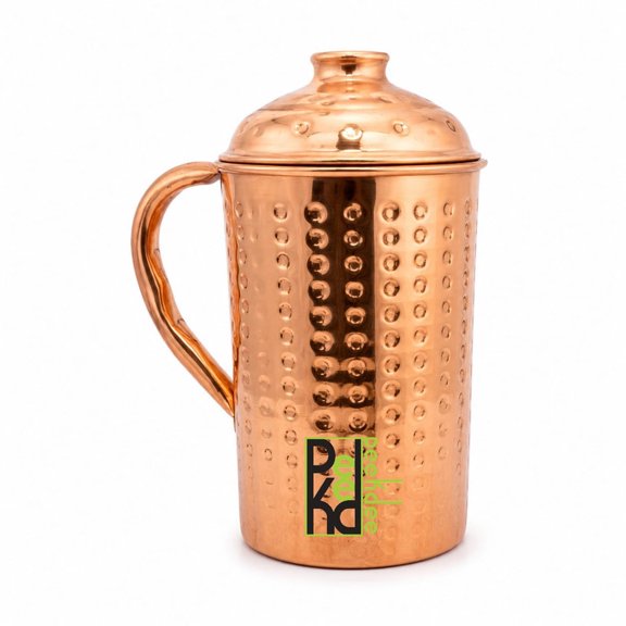 Peekdee Pure Copper Hammered Water Jug 1500 ml, Textured Copper Pitcher, Reusable Serving Jug