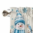 thumbnail image 5 of Christmas Snowman Kitchen Curtains and Valances Set, Bird Snowflake Winter Blue Linen Texture Rod Pocket Window Valance Window Curtain Panels for Living Room Bedroom Laundry, 27.5x36in, 3 Pieces, 5 of 7