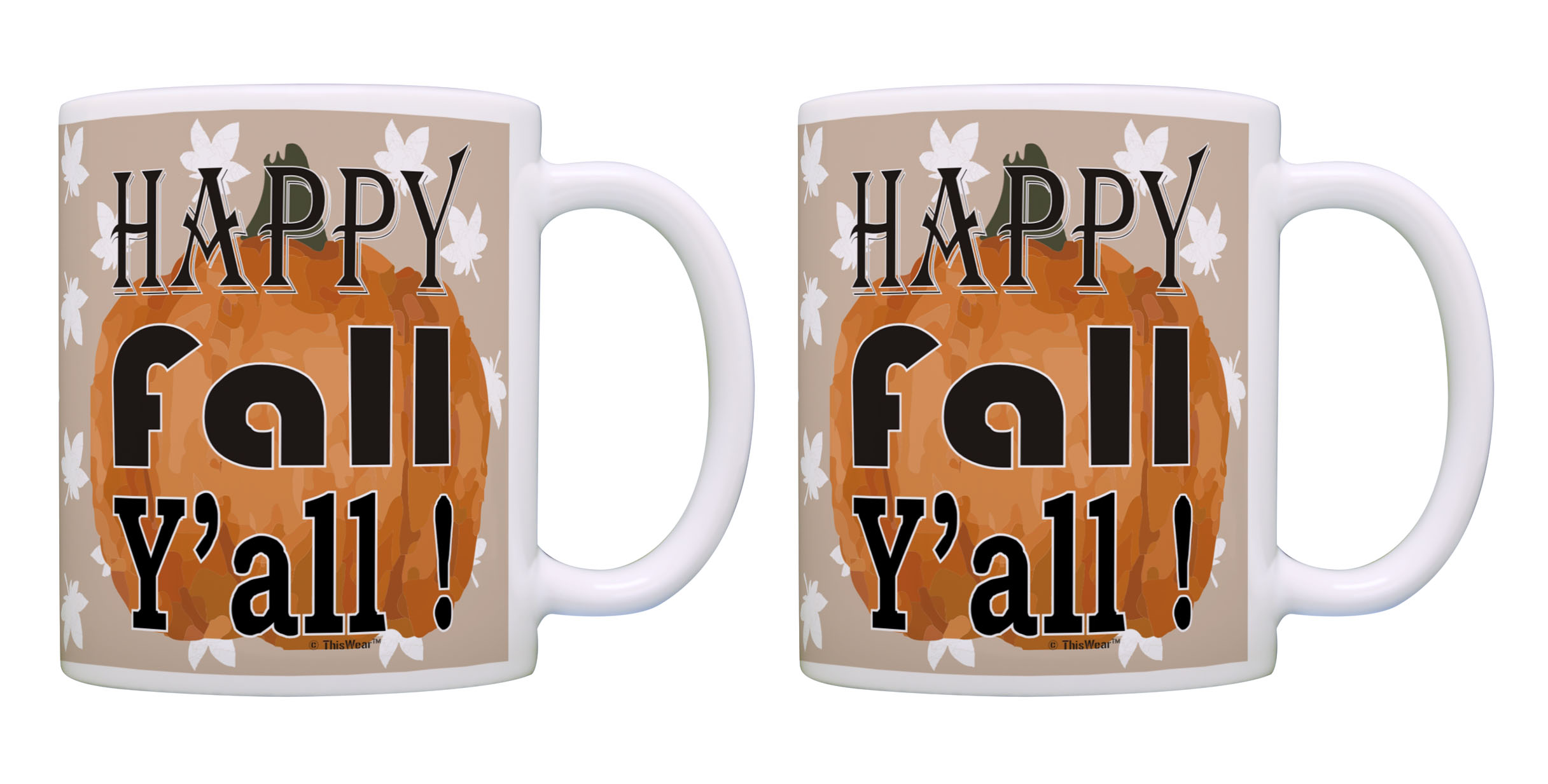 ThisWear Halloween Mugs Happy Fall Y'all Fall Mug Set Fall Season Gift Set 11 ounce 2 Pack Coffee Mugs Multi - image 1 of 4