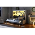 thumbnail image 4 of Newest Full Size Murphy Cabinet Bed with Folding Sofa,Built-in Storage Shelves , LED Light,Beige, 4 of 9
