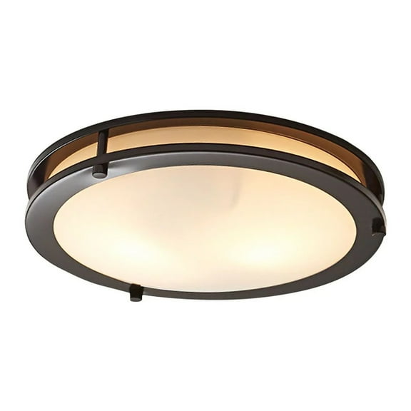 Better Homes & Gardens BHS336179061230 12" 1 ORB Living Room Flush Mount Lights with Integrated Glass Bronze