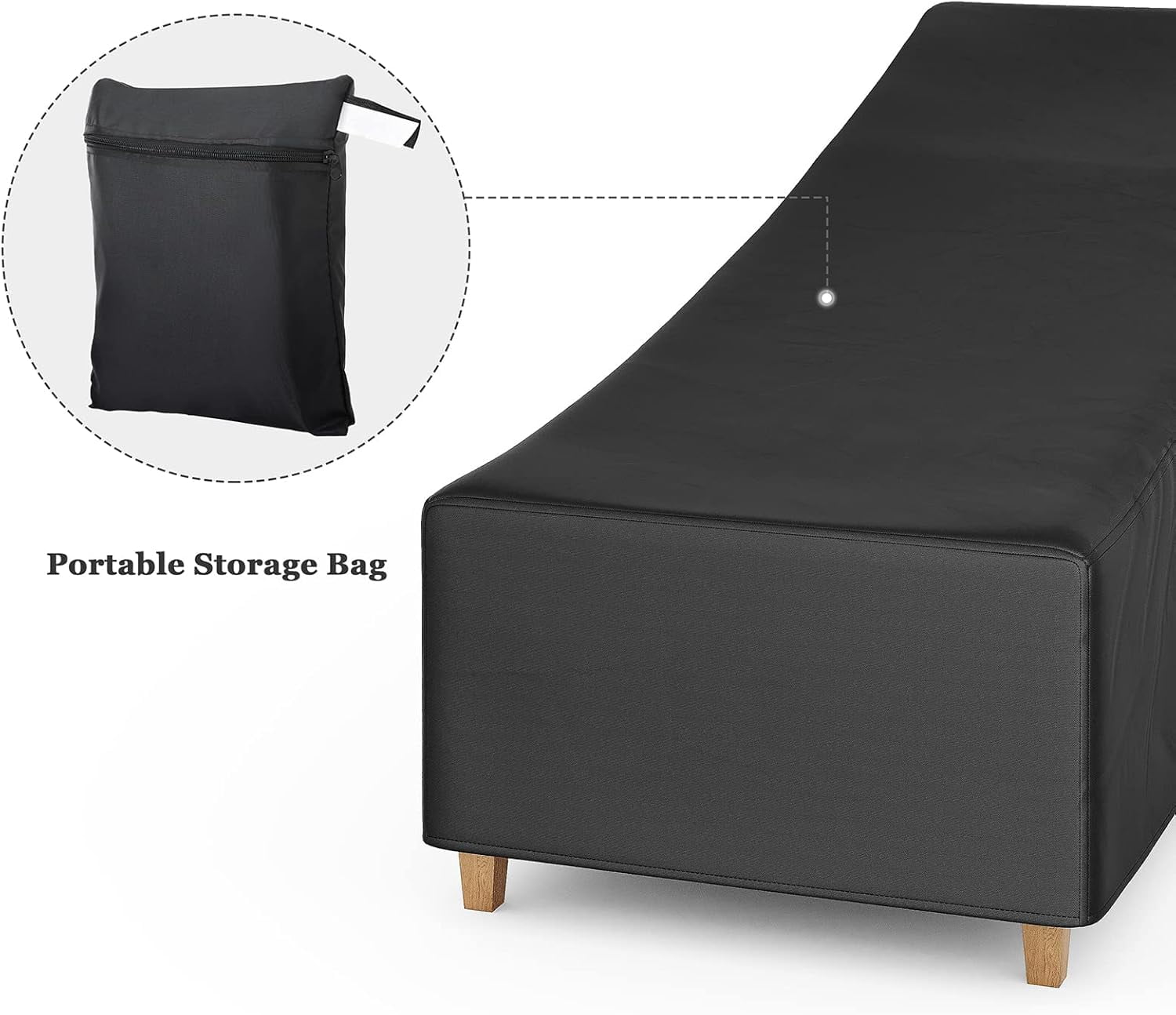 Patio Outdoor Chaise Lounge Cover Waterproof, Lounge Chair Covers Waterproof Outdoor Durable Patio Furniture Covers, Black, 1 Pack
