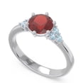thumbnail image 2 of Diamond-Capitals 2.15 Carat Unique Round Cut Garnet & Aquamarine Gemstone Bridal Ring for Women 14K White Gold Size 6, 2 of 7