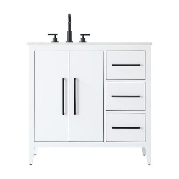 Elegant Kitchen and Bath 36 Inch Single Bathroom Vanity In White