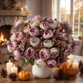 thumbnail image 4 of KIRIFLY Fake Artificial Peony Flowers,Silk Faux Flower Bouquet Wedding Decorations Table Centerpiece(Purple), 4 of 7