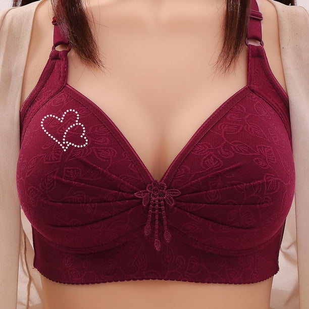 Puntoco Bralettes para mujer Sujetador de encaje con flores fruncidas para mujer Ropa interior de uso diario de talla grande Sin aros
