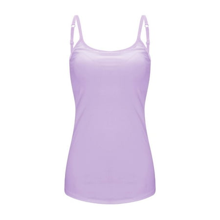 YOTMKGDO tank top for women Sleeveless Crew Neck Tanktop | Women s Summer 2025 Yoga Gym Camisole Plus Size Underwear with Chest Pad 6XL  beach vacation clothes camisole tops (Purple  XL)