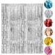 thumbnail image 1 of 6 Piezas Cortinas de Malla Metálica Telón de Fondo con Flecos, Metálicos Cortina Brillante para Decoración de Boda, Decoracion Fiesta Cumpleaños, Decoración de Pared (Plateado), 1 of 4
