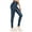 Navy, variant on Women's Faux Leather Thermal Leggings Fleece Lined Warm Yoga Pants with Pockets