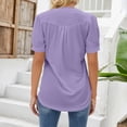 thumbnail image 4 of Red Womens Summer Tops Womens V Neck Tops Puff Short Sleeve T Shirt Pleated Floral Printed Tunic Blouse Shirts Shirts for Women, 4 of 6
