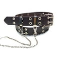thumbnail image 1 of xiaxaixu Ceinture Punk Rock pour Femmes Boucle Réglable 2 Rangées Œillet en Cuir avec Chaîne en Métal pour Jeans Pantalons, 1 of 4