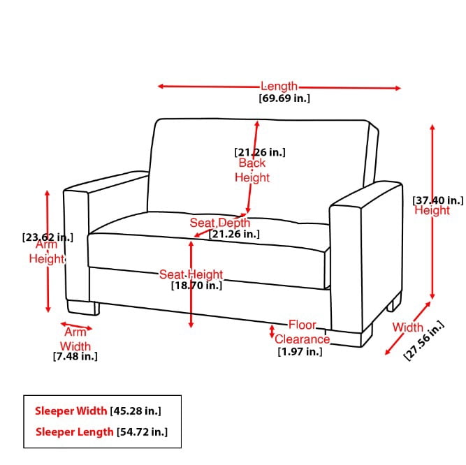 Ottomanson Convertible Sleeper Loveseat with Hidden Storage, Firm Seating, Brown