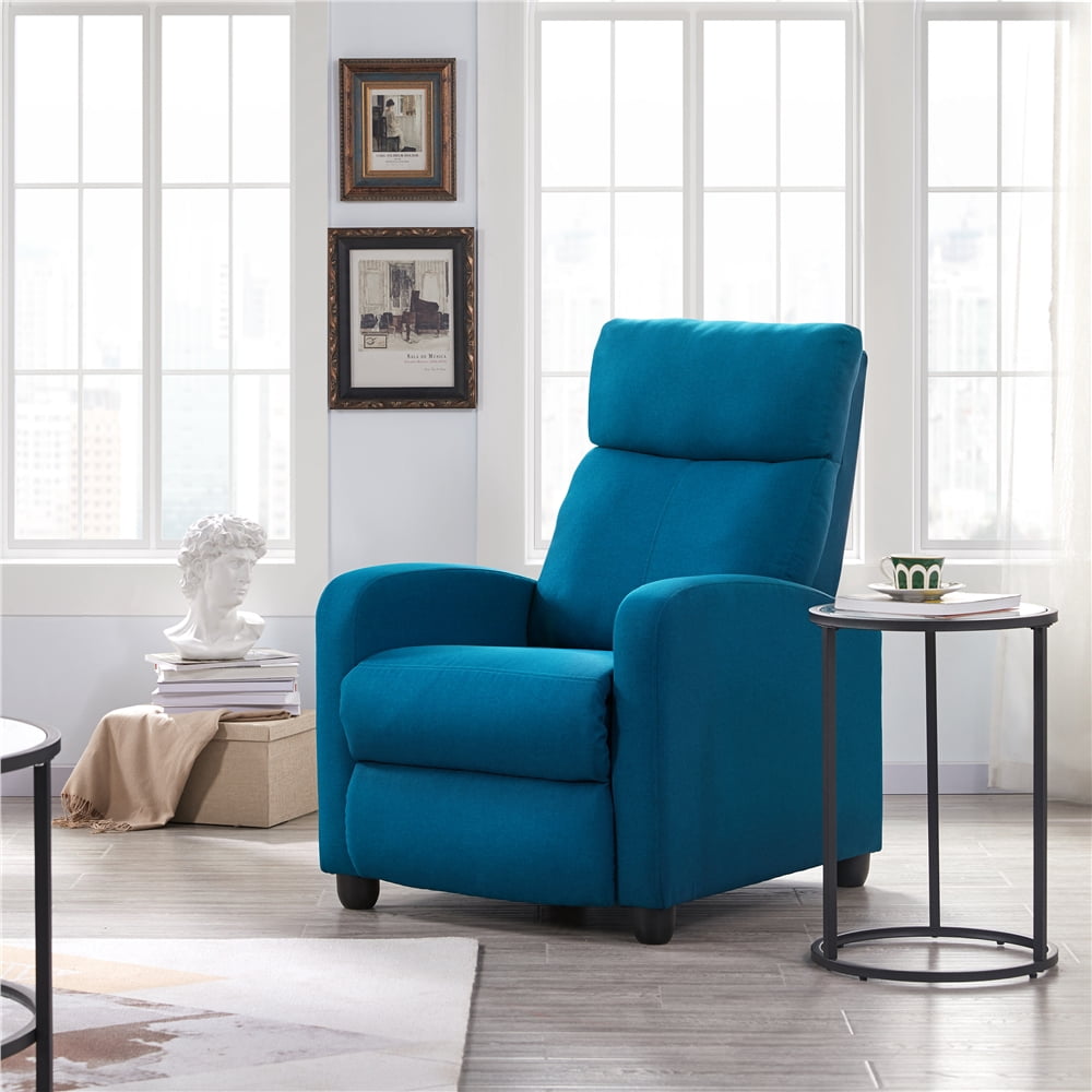 Yaheetech Modern Fabric Upholstered Recliner Chair with Pocket Spring for Home,Blue