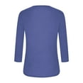 thumbnail image 5 of Slimming Tops for Women 3/4 Sleeve Crewneck Casual Basic Tees Cute Spring Summer Plain T Shirts(Navy XL), 5 of 7