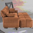 thumbnail image 4 of Modern Plush Chenille 2-Seater Sofa Set (220×80×75cm) with 2 Ottomans and Throw Pillows, 4 of 19